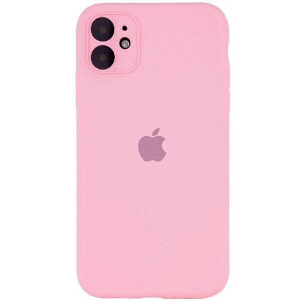 Чехол Silicone Case Square Full Camera Protective (AA) для Apple iPhone 11 (6.1") Розовый / Light pink