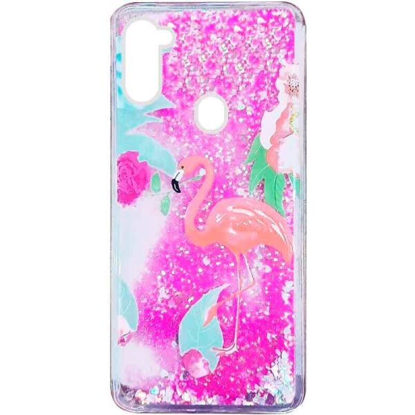 

TPU чехол с переливающимися блестками для Samsung Galaxy A11 Фламинго в цветах