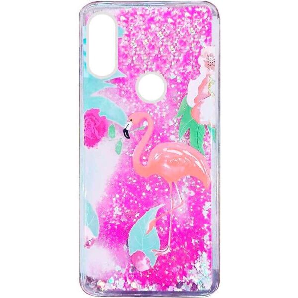 

TPU чехол с переливающимися блестками для Samsung Galaxy A20 / A30 Фламинго в цветах