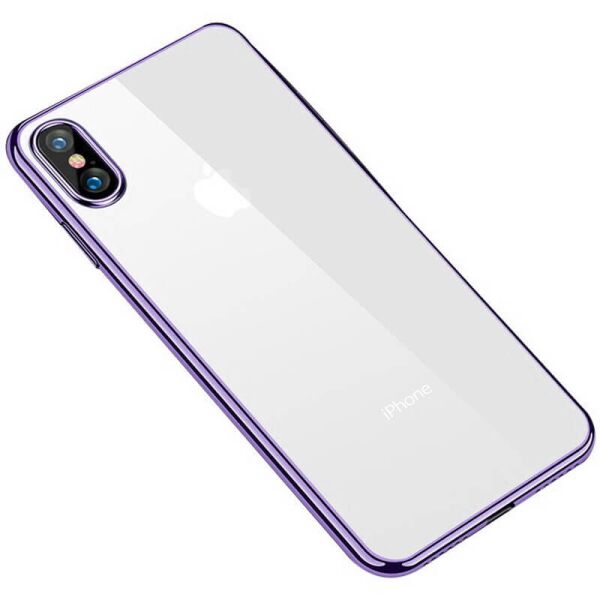 

Прозрачный силиконовый чехол с глянцевой окантовкой Full Camera для Apple iPhone XS Max (6.5") Сиреневый