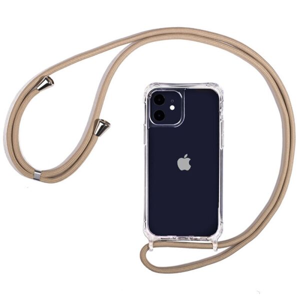 

Чехол TPU Crossbody Transparent для Apple iPhone 12 mini (5.4") Бледно-коричневый