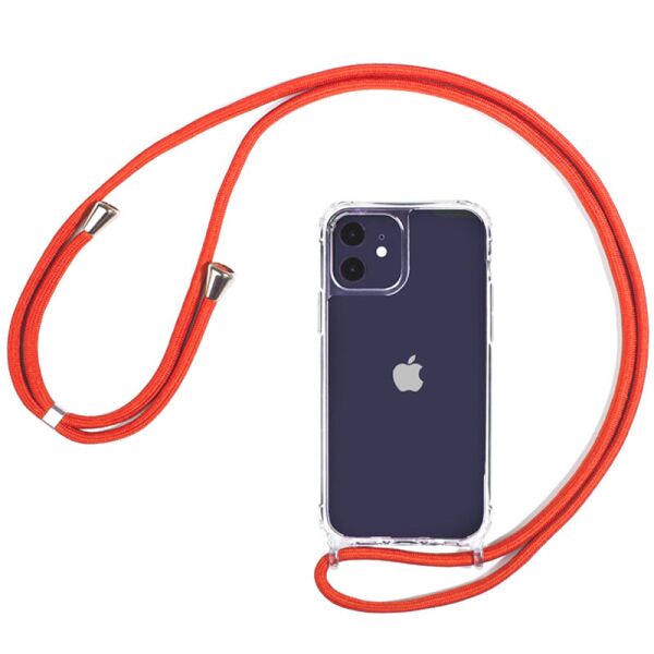 

Чехол TPU Crossbody Transparent для Apple iPhone 12 mini (5.4") Красный