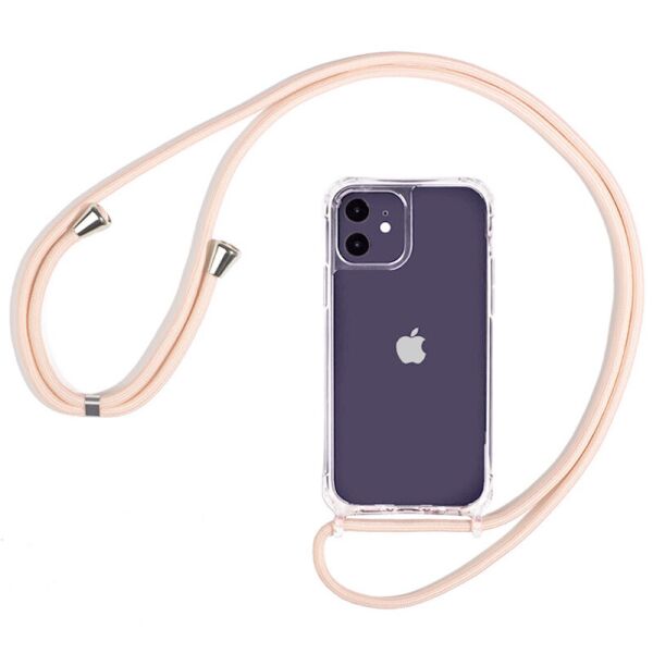 

Чехол TPU Crossbody Transparent для Apple iPhone 12 mini (5.4") Пудровый