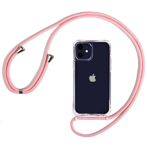 

Чехол TPU Crossbody Transparent для Apple iPhone 12 mini (5.4") Розовый