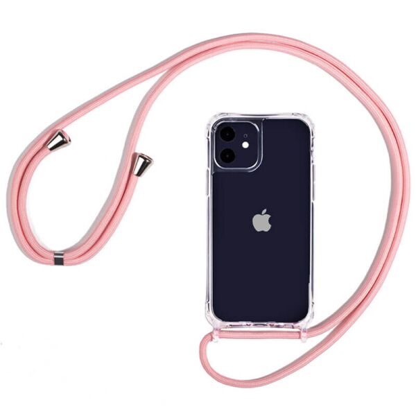 

Чехол TPU Crossbody Transparent для Apple iPhone 12 Pro / 12 (6.1") Розовый