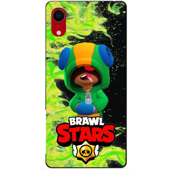 

Силиконовый бампер чехол Candy для Iphone XR с Героем Brawl Stars Леон