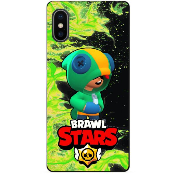 

Силиконовый бампер чехол Candy для Iphone XS Max с Героем Brawl Stars Леон Бравл