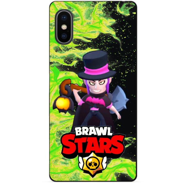 

Силиконовый бампер чехол Candy для Iphone XS Max с Героем Brawl Stars Мортис
