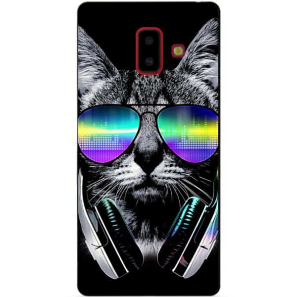 

Силиконовый бампер чехол Candy для Samsung J6 Plus Galaxy J610 с рисунком Музыкальный Кот