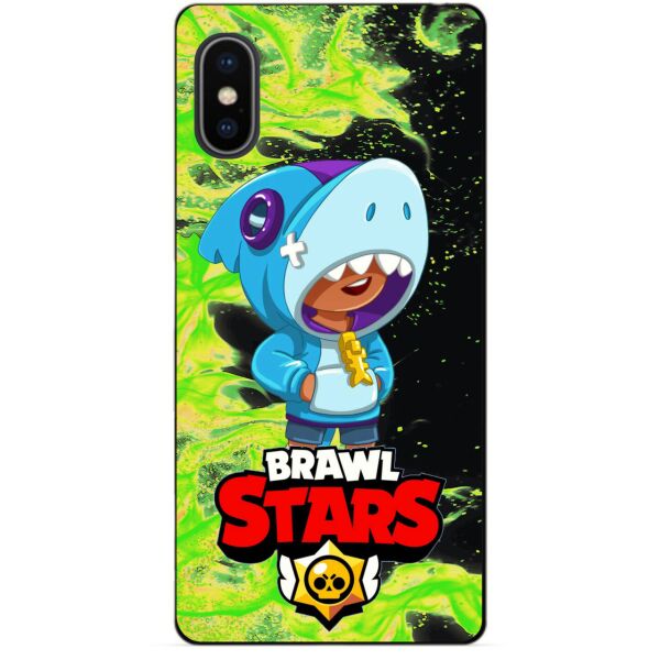 

Силиконовый бампер чехол Candy для Iphone XS с Героем Brawl Stars Леон акула