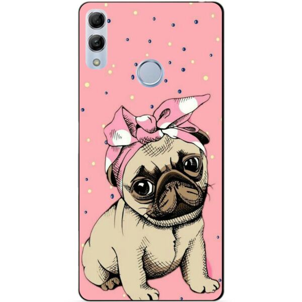 

Бампер силиконовый чехол Candy для Huawei Honor 10 Lite Мопс в косынке