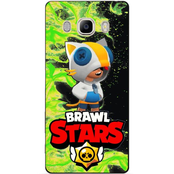 

Силиконовый бампер чехол Candy для Samsung J7 2016 Galaxy J710 героем Brawl Stars Леон кот