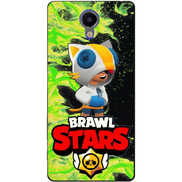 

Силиконовый бампер чехол Candy для Meizu M3 Note с Героем Brawl Stars Леон кот