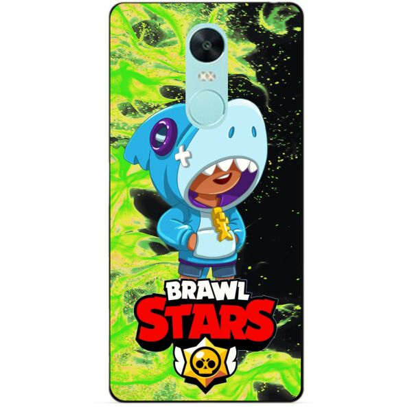 

Силиконовый чехол бампер Candy для Xiaomi Redmi Note 4x с Героем Brawl Stars Леон акула