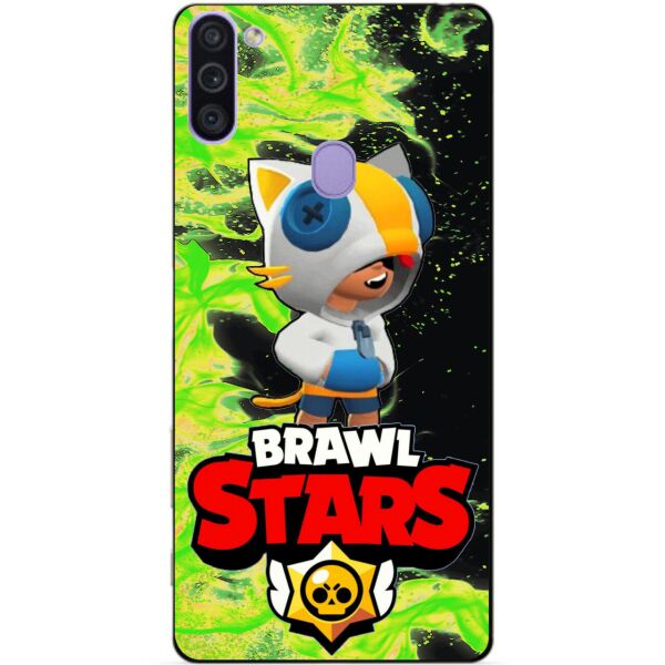 

Силиконовый бампер чехол Candy для Samsung M11 Galaxy M115f с Героем Brawl Stars Леон кот