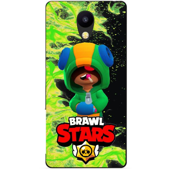 

Силиконовый бампер чехол Candy для Meizu M5 с Героем Brawl Stars Леон