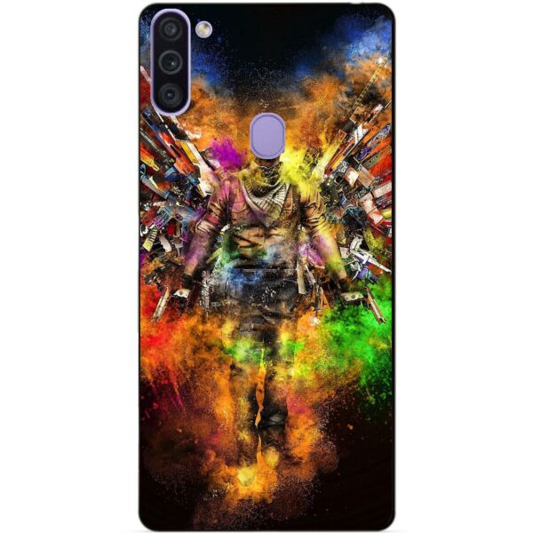 

Силиконовый бампер чехол Candy для Samsung M11 с рисунком Воин