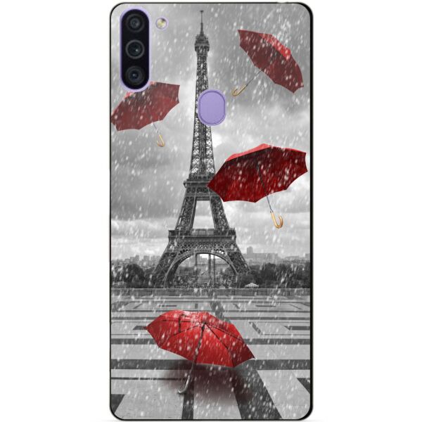 

Силиконовый бампер чехол Candy для Samsung M11 с рисунком Дождь в Париже