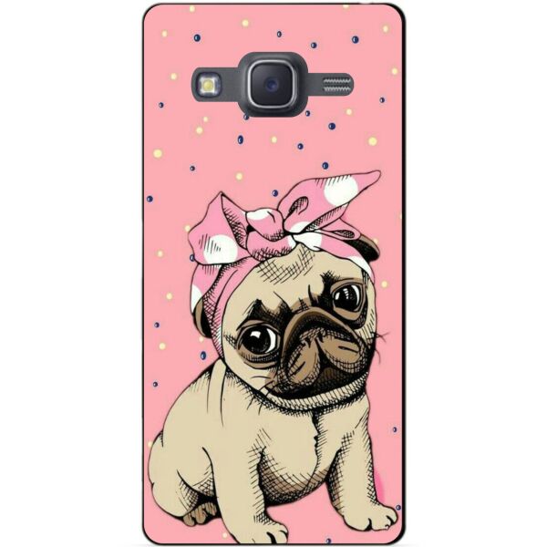 

Чехол силиконовый бампер Candy для Samsung J7 Galaxy J700 с рисунком Мопс