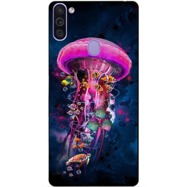 

Силиконовый бампер чехол Candy для Samsung M11 с рисунком Медуза