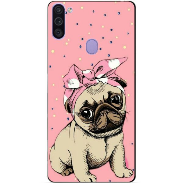 

Силиконовый бампер чехол Candy для Samsung M11 с рисунком Мопс