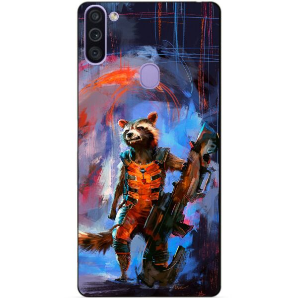 

Силиконовый бампер чехол Candy для Samsung M11 с рисунком Реактивный енот