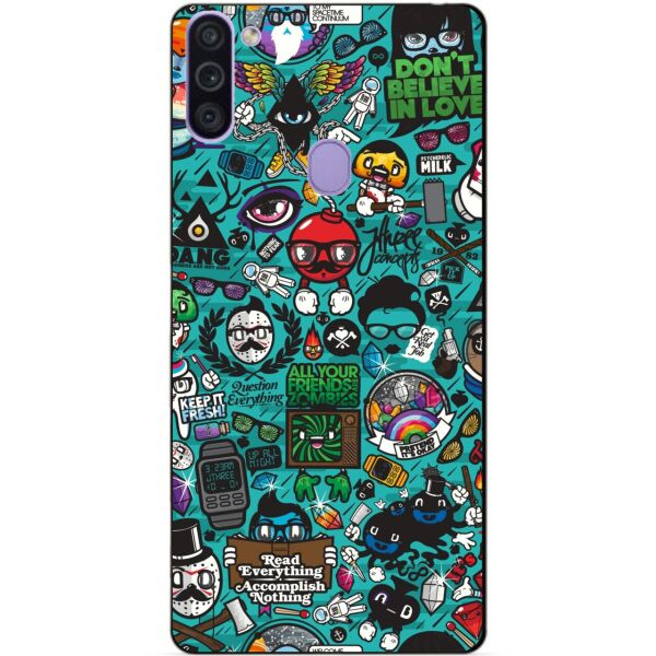 

Силиконовый бампер чехол Candy для Samsung M11 с рисунком Стикеры