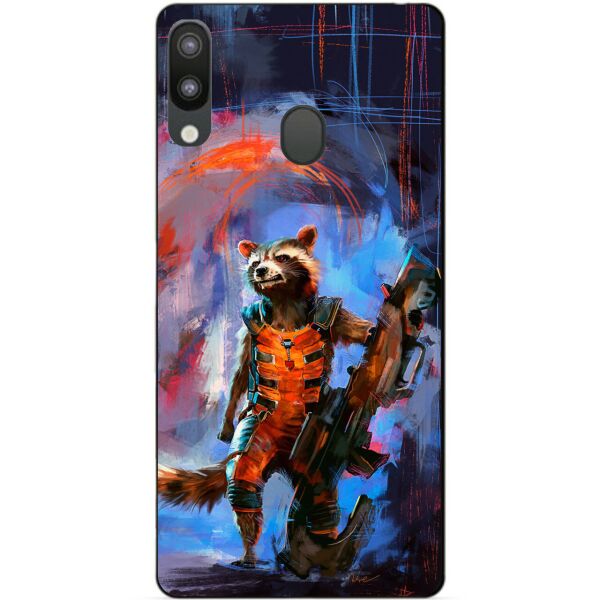 

Силиконовый бампер чехол Candy для Samsung M20 2019 Galaxy M205f с рисунком Реактивный Енот