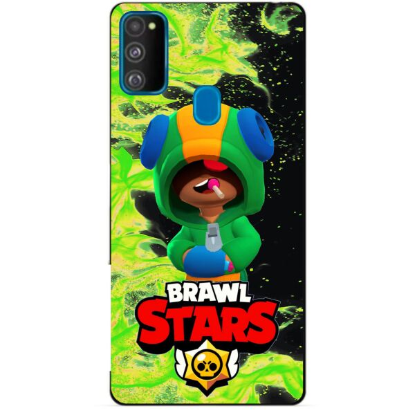 

Силиконовый бампер чехол Candy для Samsung M21 Galaxy M215f с Героем Brawl Stars Леон