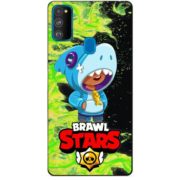 

Силиконовый бампер чехол Candy для Samsung M21 Galaxy M215f с Героем Brawl Stars Леон акула