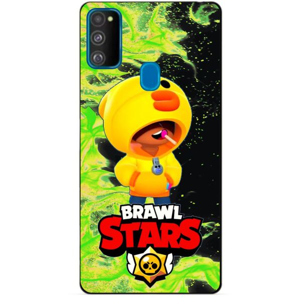 

Силиконовый бампер чехол Candy для Samsung M21 Galaxy M215f с Героем Brawl Stars Леон утка