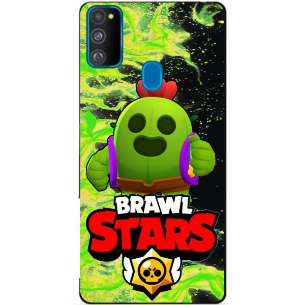 

Силиконовый бампер чехол Candy для Samsung M21 Galaxy M215f с Героем Brawl Stars Спайк