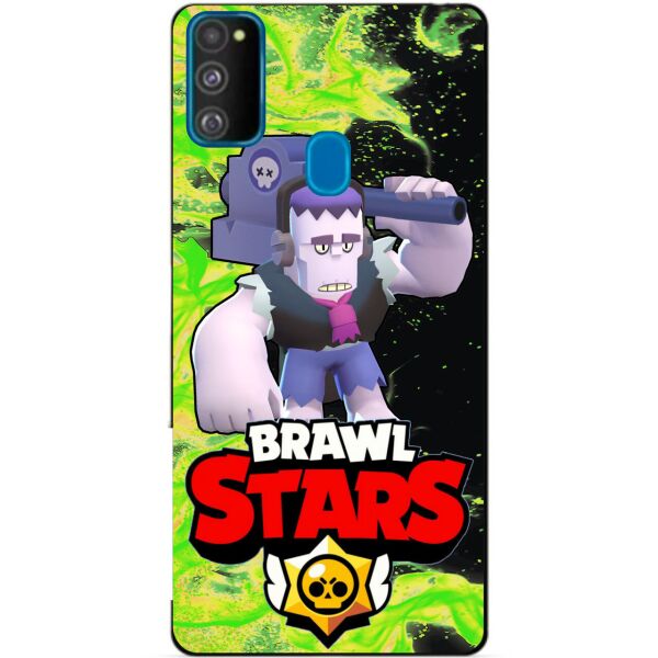 

Силиконовый бампер чехол Candy для Samsung M21 Galaxy M215f с Героем Brawl Stars Фрэнк