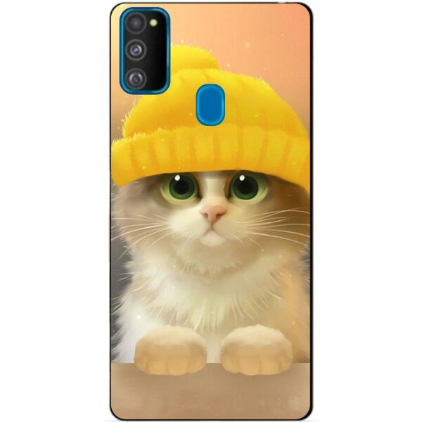 

Силиконовый бампер чехол Candy для Samsung M21 Galaxy M215f с рисунком Котик в шапке