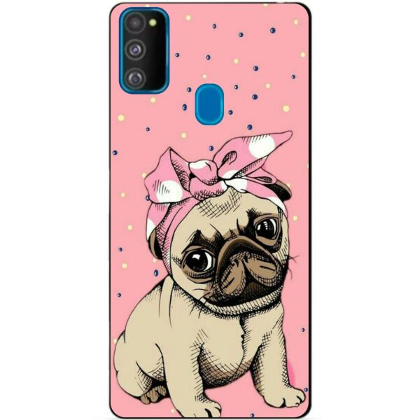 

Силиконовый бампер чехол Candy для Samsung M21 Galaxy M215f с рисунком Мопс