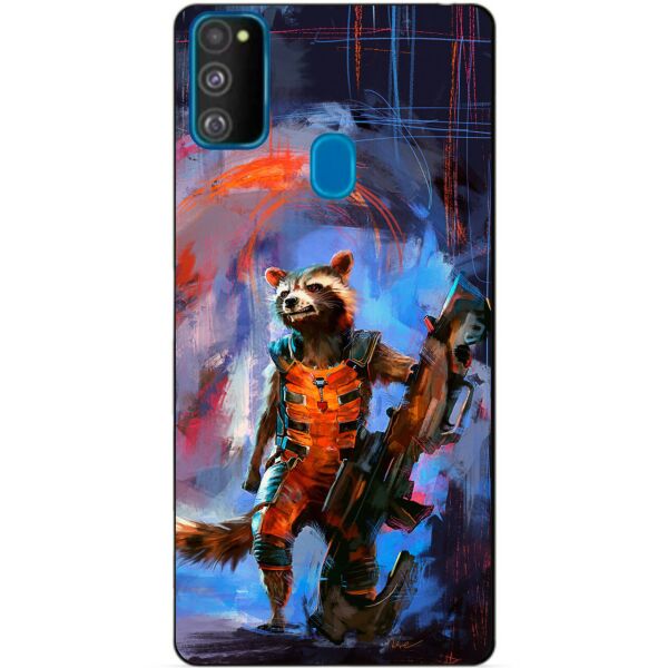 

Силиконовый бампер чехол Candy для Samsung M21 Galaxy M215f с рисунком Реактивный енот