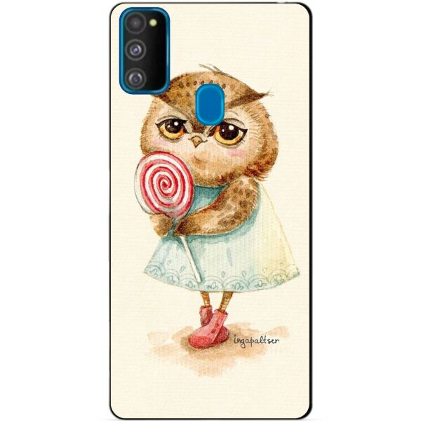 

Силиконовый бампер чехол Candy для Samsung M21 Galaxy M215f с рисунком Сова с леденцом