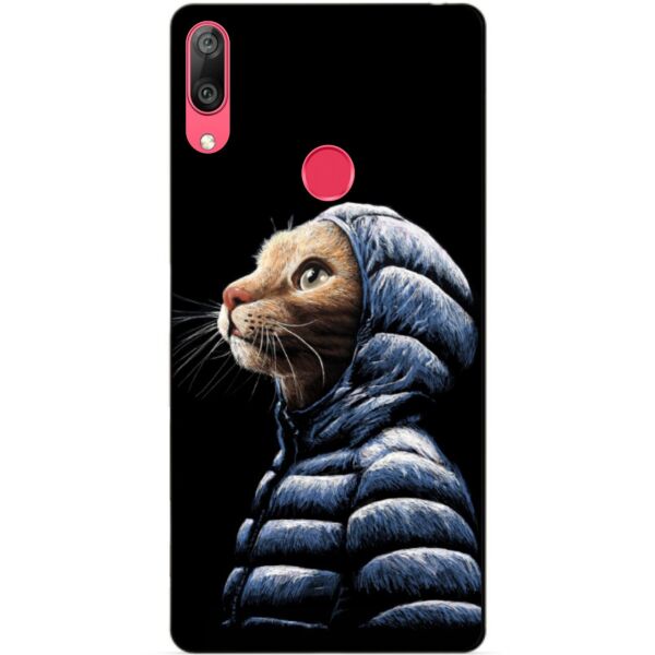 

Бампер силиконовый чехол Candy для Huawei Y7 2019 с рисунком Кот в куртке