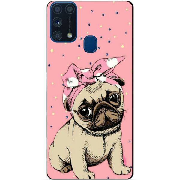 

Силиконовый бампер чехол Candy для Samsung M31 Galaxy M315f с рисунком Мопс