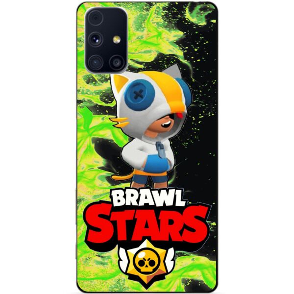 

Силиконовый бампер чехол Candy для Samsung M31s с Героем Brawl Stars Леон кот