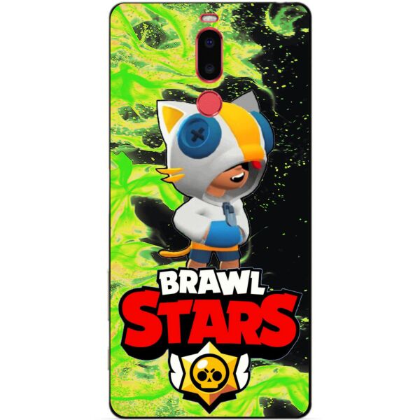

Силиконовый бампер чехол Candy для Meizu M8 с Героем Brawl Stars Леон кот