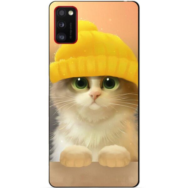 

Силиконовый бампер чехол для Samsung A41 Galaxy A415f с рисунком Котик в шапке