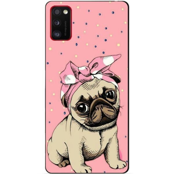 

Силиконовый бампер чехол для Samsung A41 Galaxy A415f с рисунком Мопс