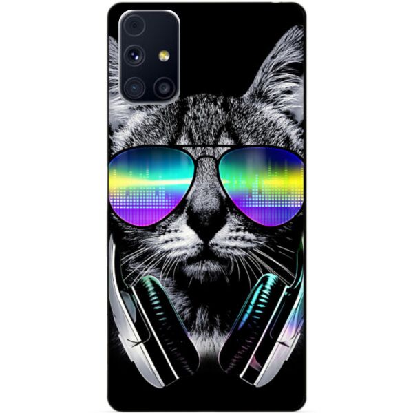 

Силиконовый бампер чехол Candy для Samsung M31s с рисунком Музыкальный кот