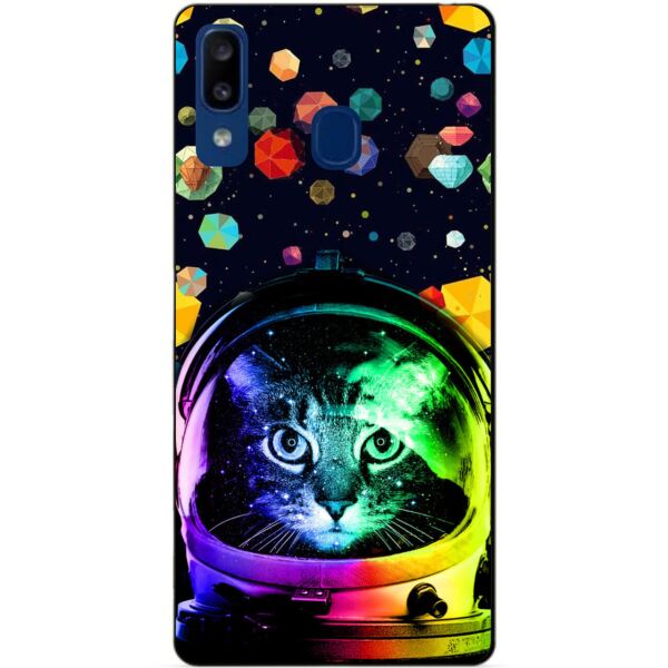 

Бампер силиконовый чехол Candy для Samsung A20 2019 Galaxy A205f с рисунком Кот в шлеме
