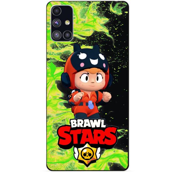 

Силиконовый бампер чехол Candy для Samsung M51 с Героем Brawl Stars Беа снайпер