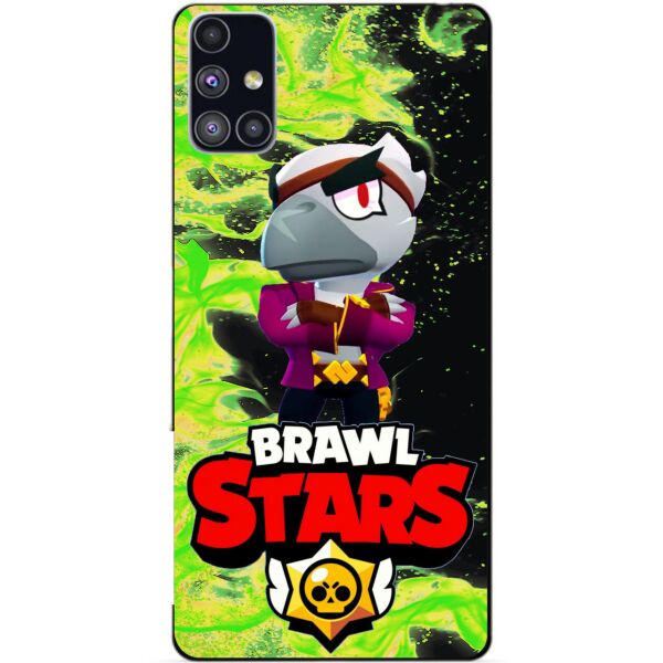 

Силиконовый бампер чехол Candy для Samsung M51 с Героем Brawl Stars Белый Ворон