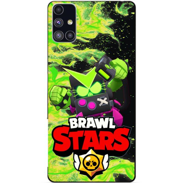 

Силиконовый бампер чехол Candy для Samsung M51 с Героем Brawl Stars Вирус Бит