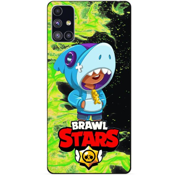 

Силиконовый бампер чехол Candy для Samsung M51 с Героем Brawl Stars Леон акула