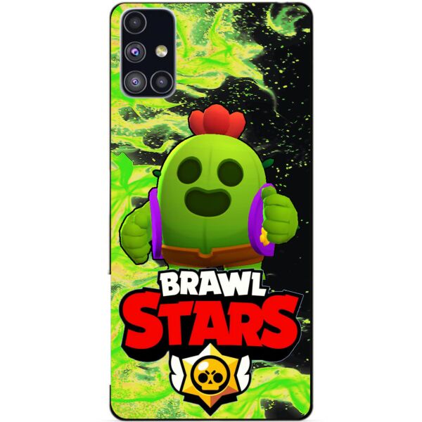

Силиконовый бампер чехол Candy для Samsung M51 с Героем Brawl Stars Спайк